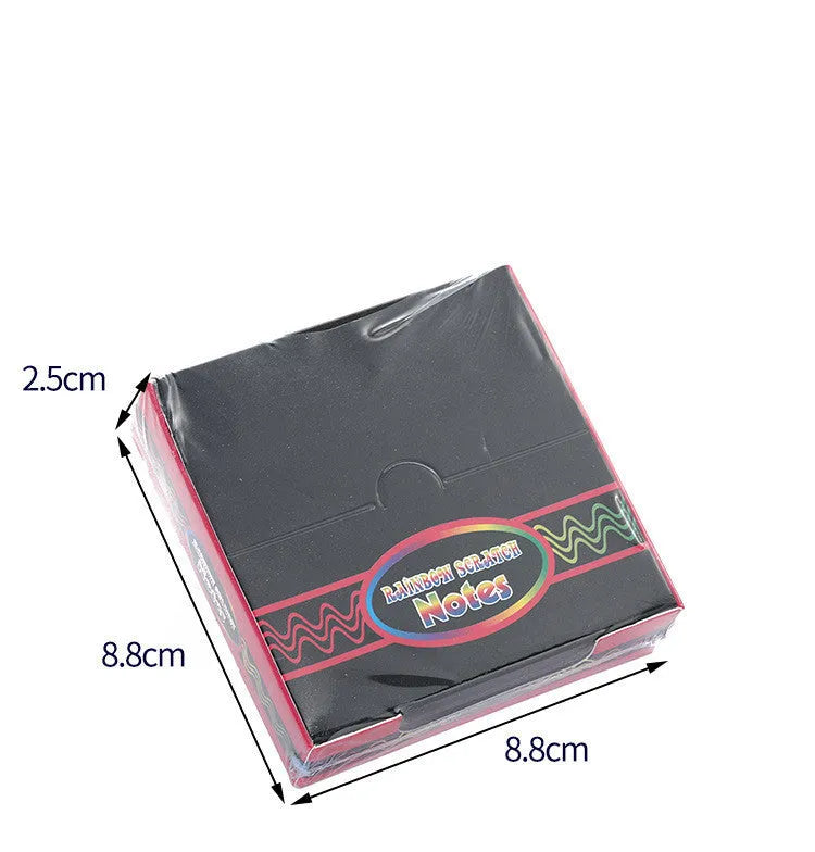 Colourful trumpet scratch painting set with 100 sheets in 8.8cm square box