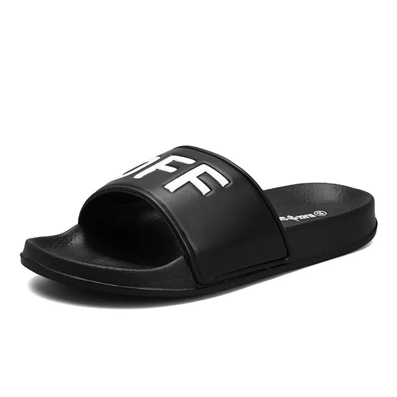 Men's open-toe slippers in black or white with rubber sole, sizes 36 to 46, viscose upper