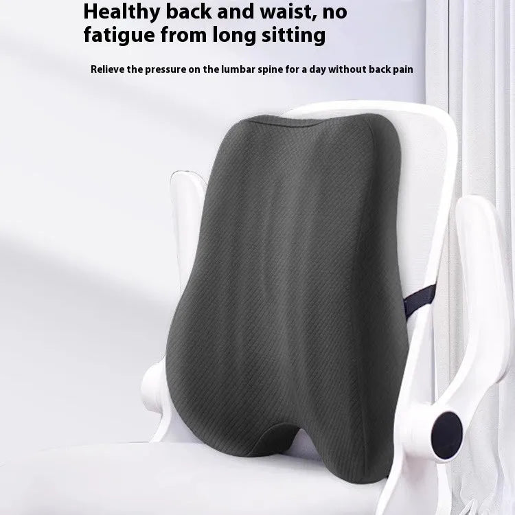 Office lumbar support cushion measuring 40x40x8cm in grey, navy blue, and pink colour options