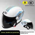 3C certified motorcycle half helmet with double mirror visor in light brown colour option