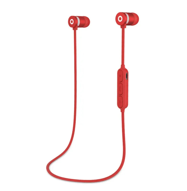 Black wireless sports Bluetooth headset with neckband design and magnetic in-ear earpieces