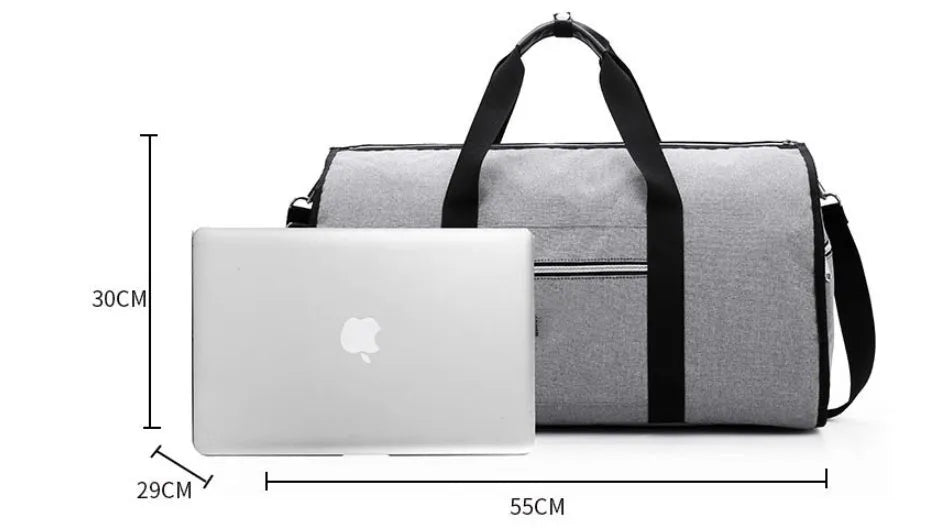 Cylinder travel bag in black with zipper pocket and waterproof Oxford cloth material