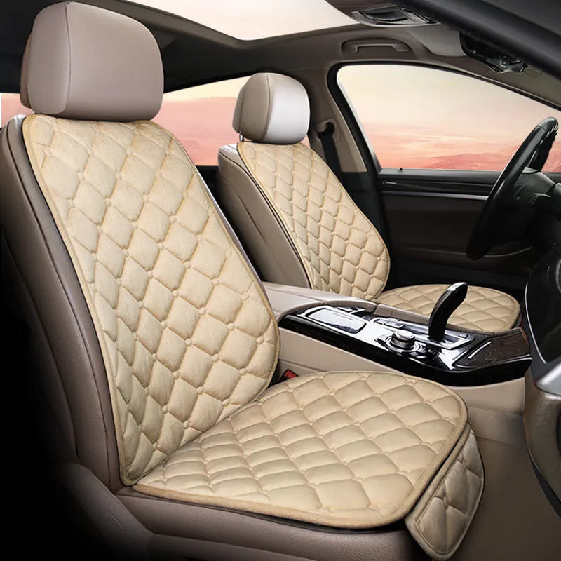 Ringer Plush Winter Car Seat Cushion in cotton fabric with cotton stuffing, showing colour options and style configurations