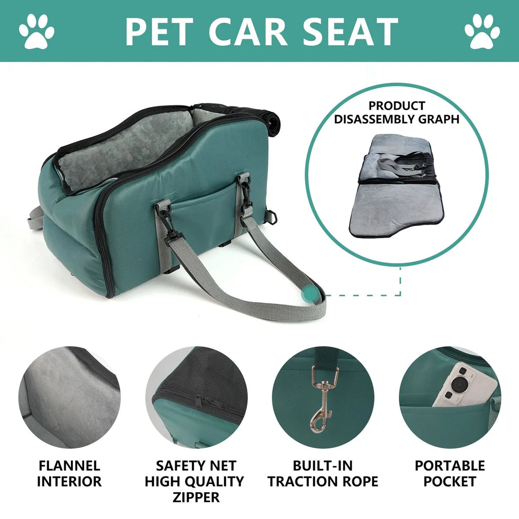 Removable washable car kennel portable pet mat in faux leather and 25D sponge, 45 x 22 x 26.5 cm