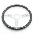 Black electroplated peach wood classic car steering wheel with 15-inch diameter