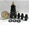 Black CNC aluminium fuel pressure regulator with adjustment port and mounting strap