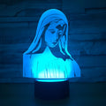 3D LED night light with colourful changing light and laser-engraved acrylic plate on an ABS base.