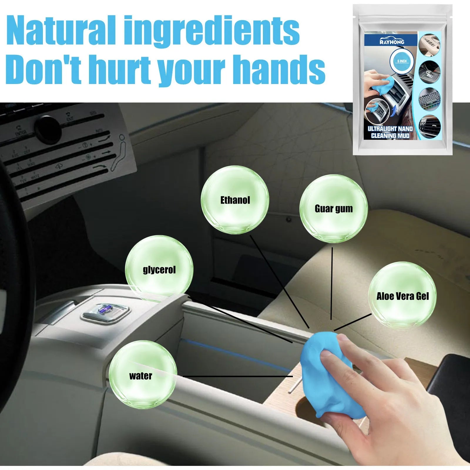 15x10cm car cleaning mud for removing dust from vents and keyboard gaps