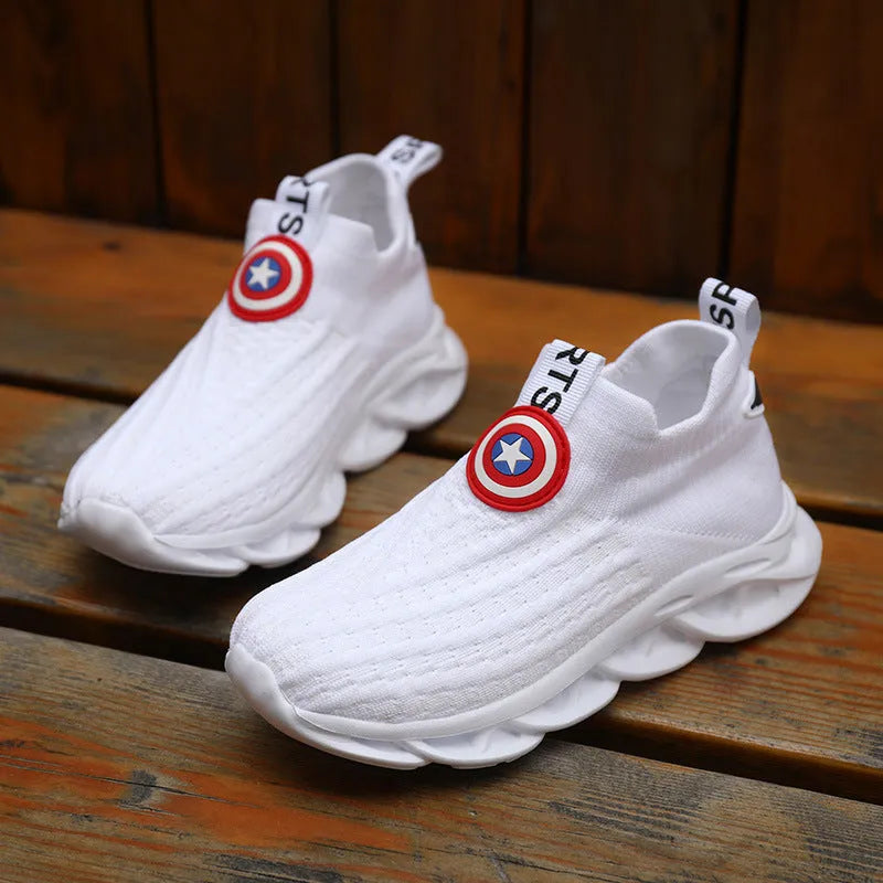 Children's black and white knitted overshoes with MD sole for runway performances