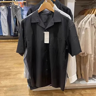 Men's modal cotton open collar shirt in Japanese Korean casual style