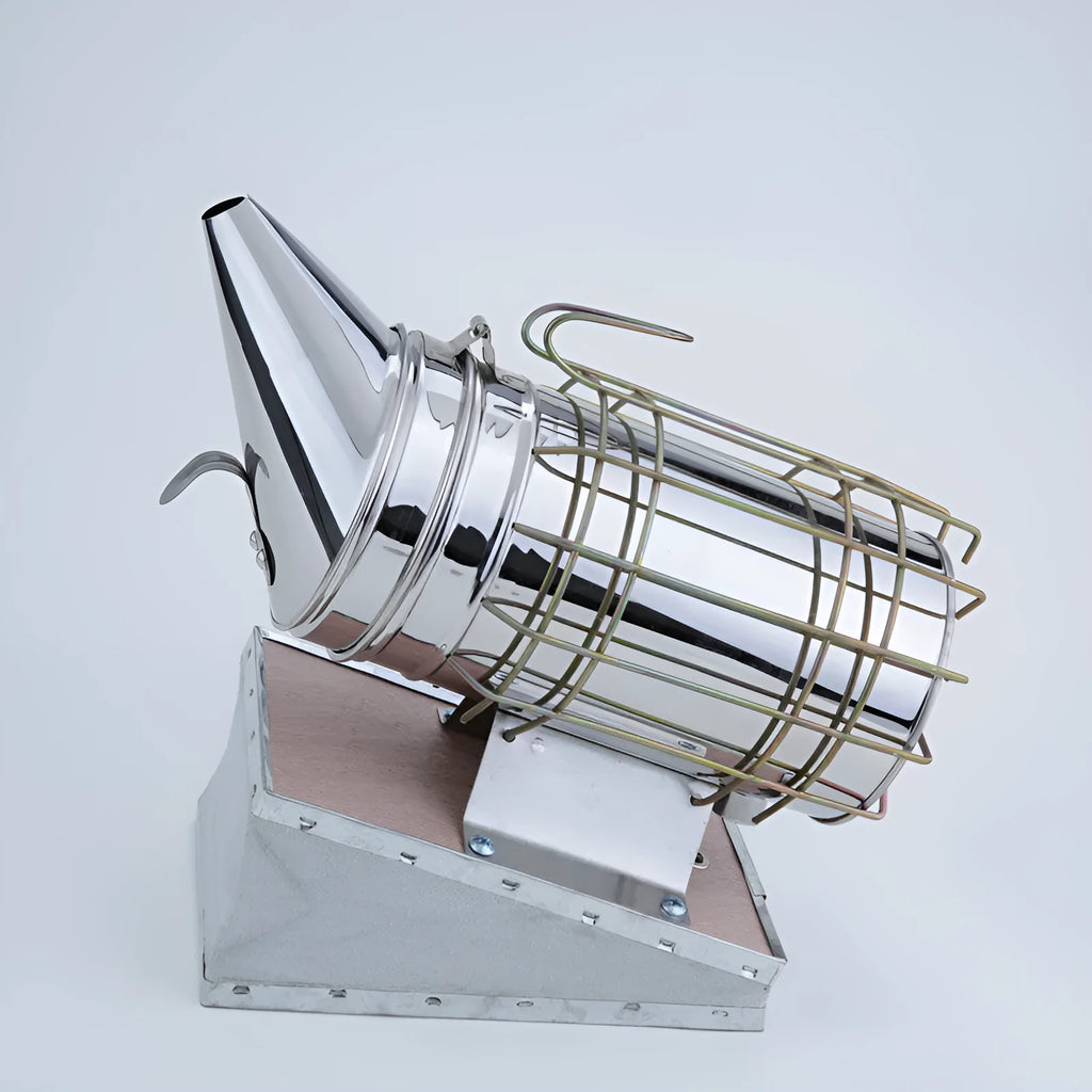 Stainless steel manual bee smoker with leather bellow for beekeeping