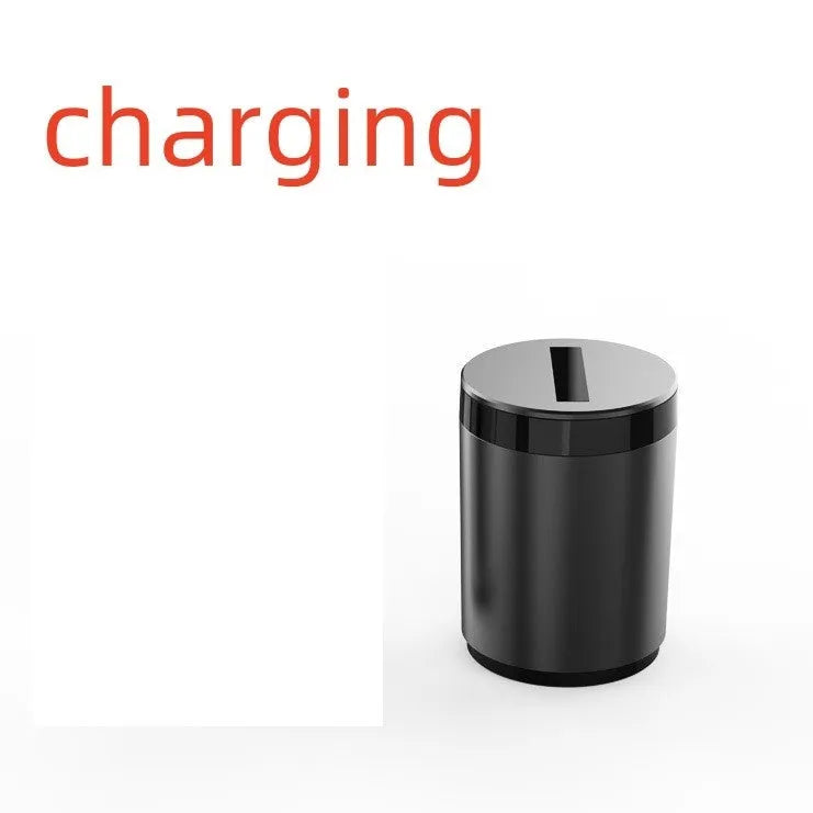 Silver aluminium alloy automatic induction ashtray for car or home use.