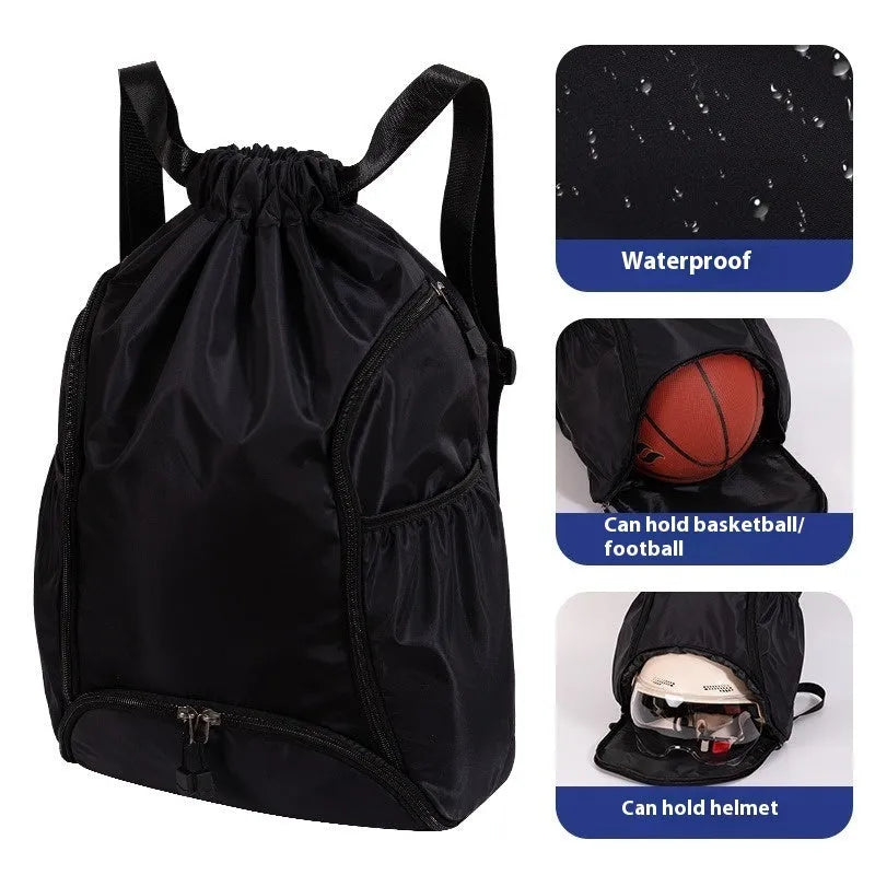 Cube style drawstring sports backpack in black, gray, green, mint green, or pink colour options