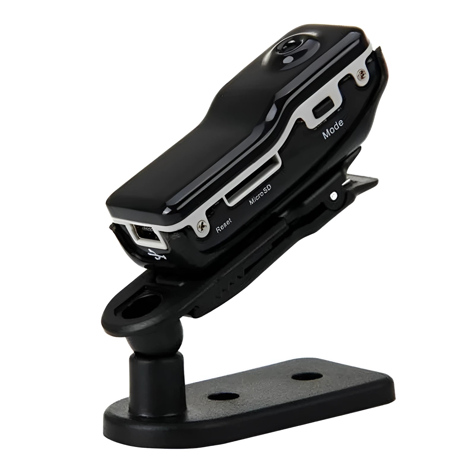 Black mini action camera with USB port for outdoor sports recording