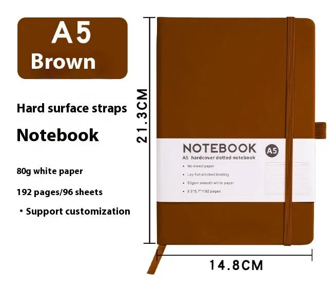 A5 PU leather strap diary with horizontal line pages in various colours including Marble Black and Skin Feeling Cyan