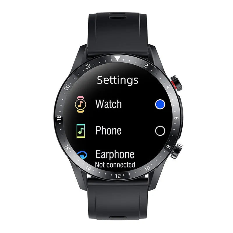 Blue alloy Bluetooth smart watch with 1.3-inch screen on a wrist.