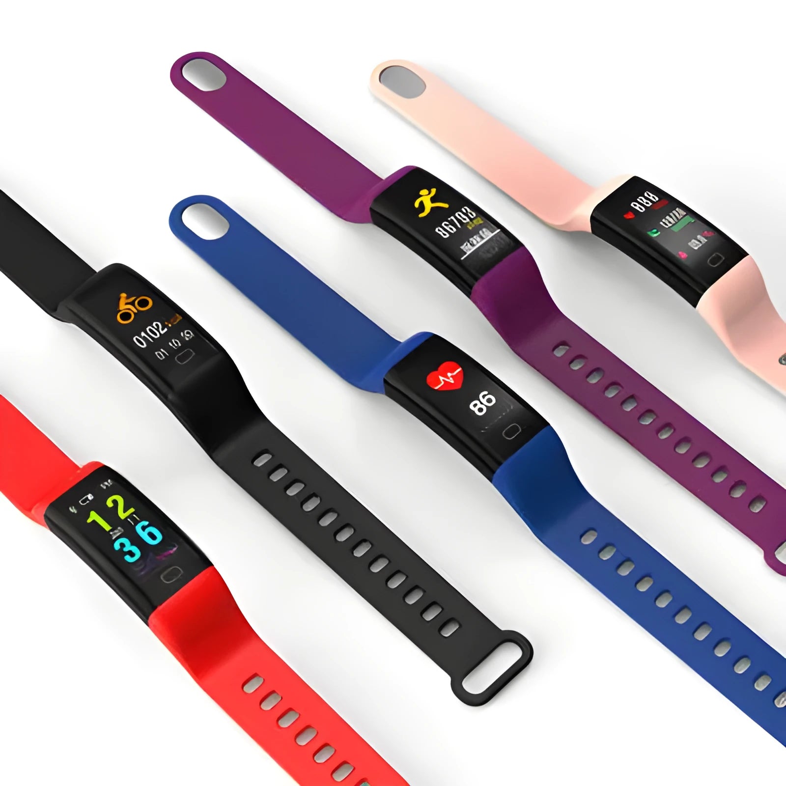 Big screen smart band fitness tracker with OLED display showing exercise metrics