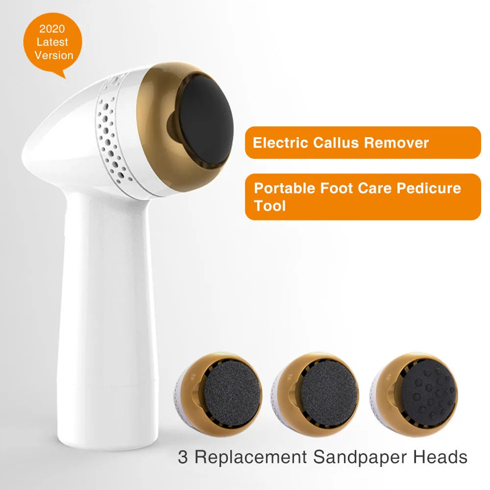 Electric vacuum foot grinder with quartz grinding head in gold, pink gold, pink silver, white gold, or white silver finish