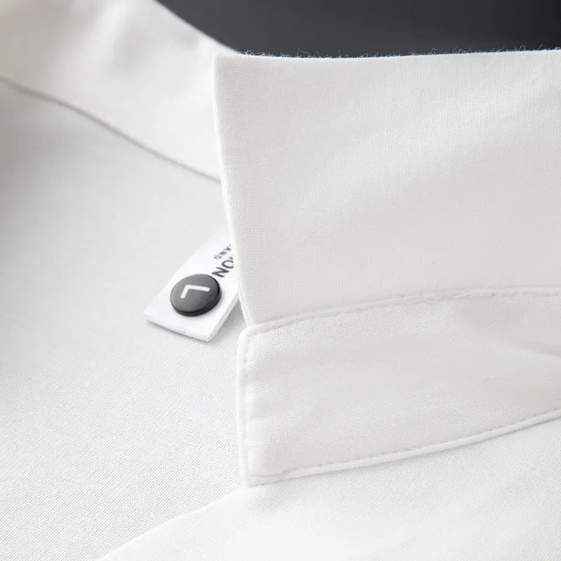 Men's lapel polo short-sleeved t-shirt in cotton blend fabric available in white, brown, and black colours