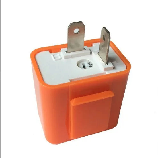 2-pin adjustable motorcycle LED flasher relay, 12V, orange or black, for turn signal hyper flash fix.