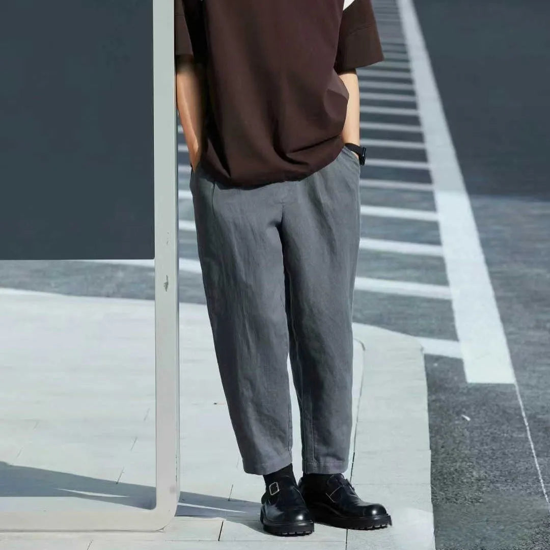 Men's loose straight casual pants with drawstring waistband in various colours