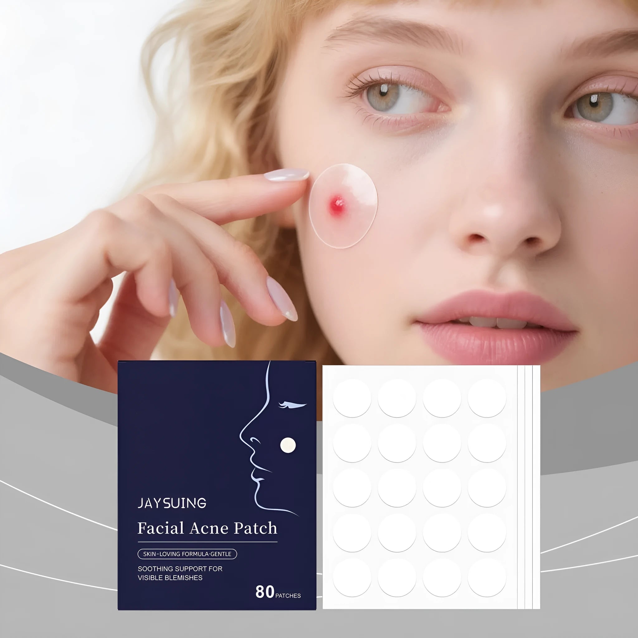 80 transparent hydrocolloid acne patches in a pack for pimple and blemish treatment