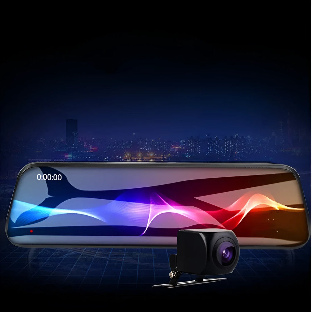 10-inch touchscreen car dashboard camera with front and rear dual-lens 1080p recording system