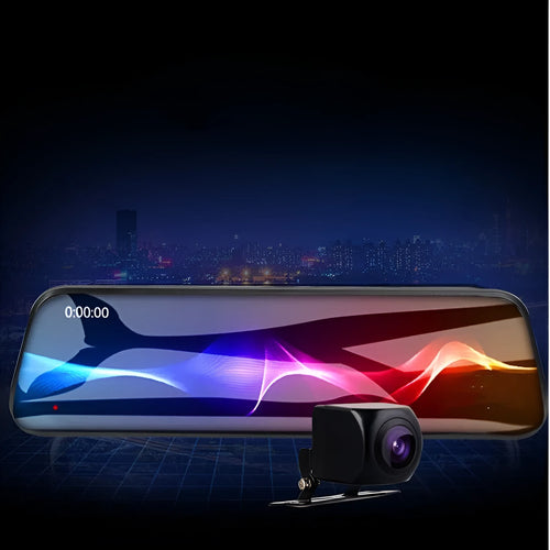 10-inch touchscreen car dashboard camera with front and rear dual-lens 1080p recording system