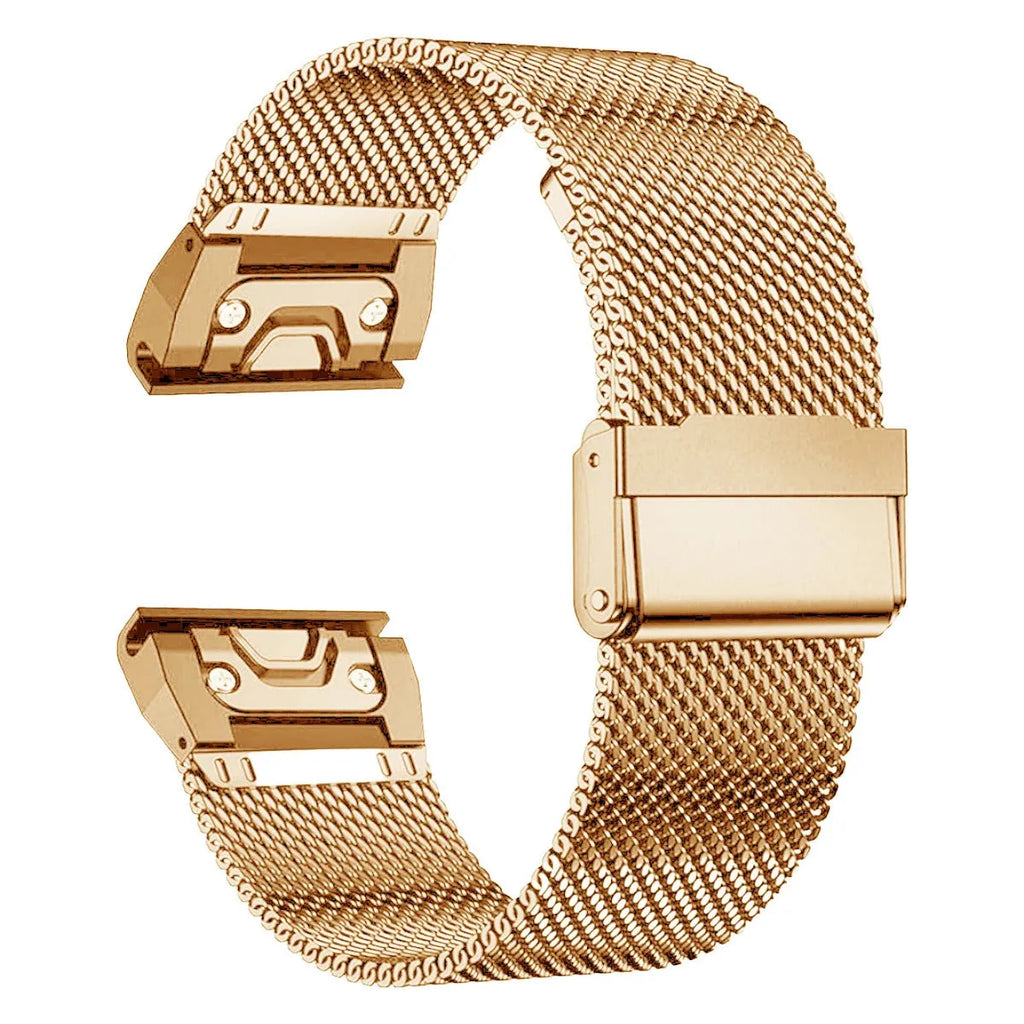 Stainless steel card strap for Garmin Fenix watches in silver, black, gold, rose gold with 20mm 22mm 26mm widths