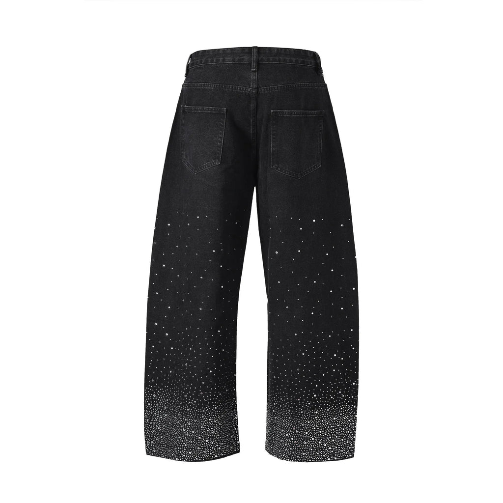 Blue and black loose-fitting wide-leg trousers in European/American sizes 30-36