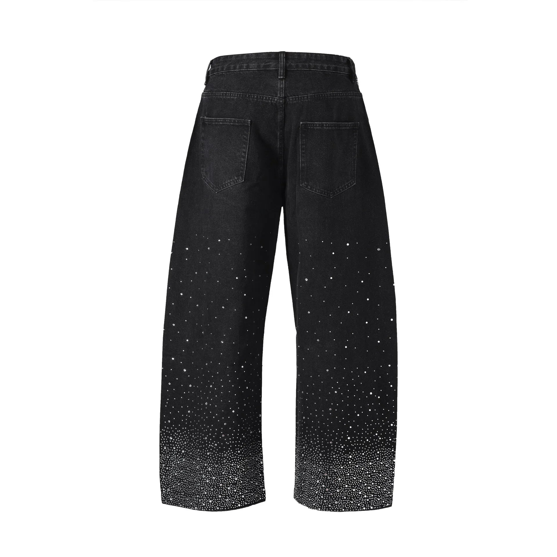 Blue and black loose-fitting wide-leg trousers in European/American sizes 30-36