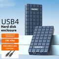 USB4 hard disk box with aluminium alloy construction measuring 50×118×13mm for solid-state drives