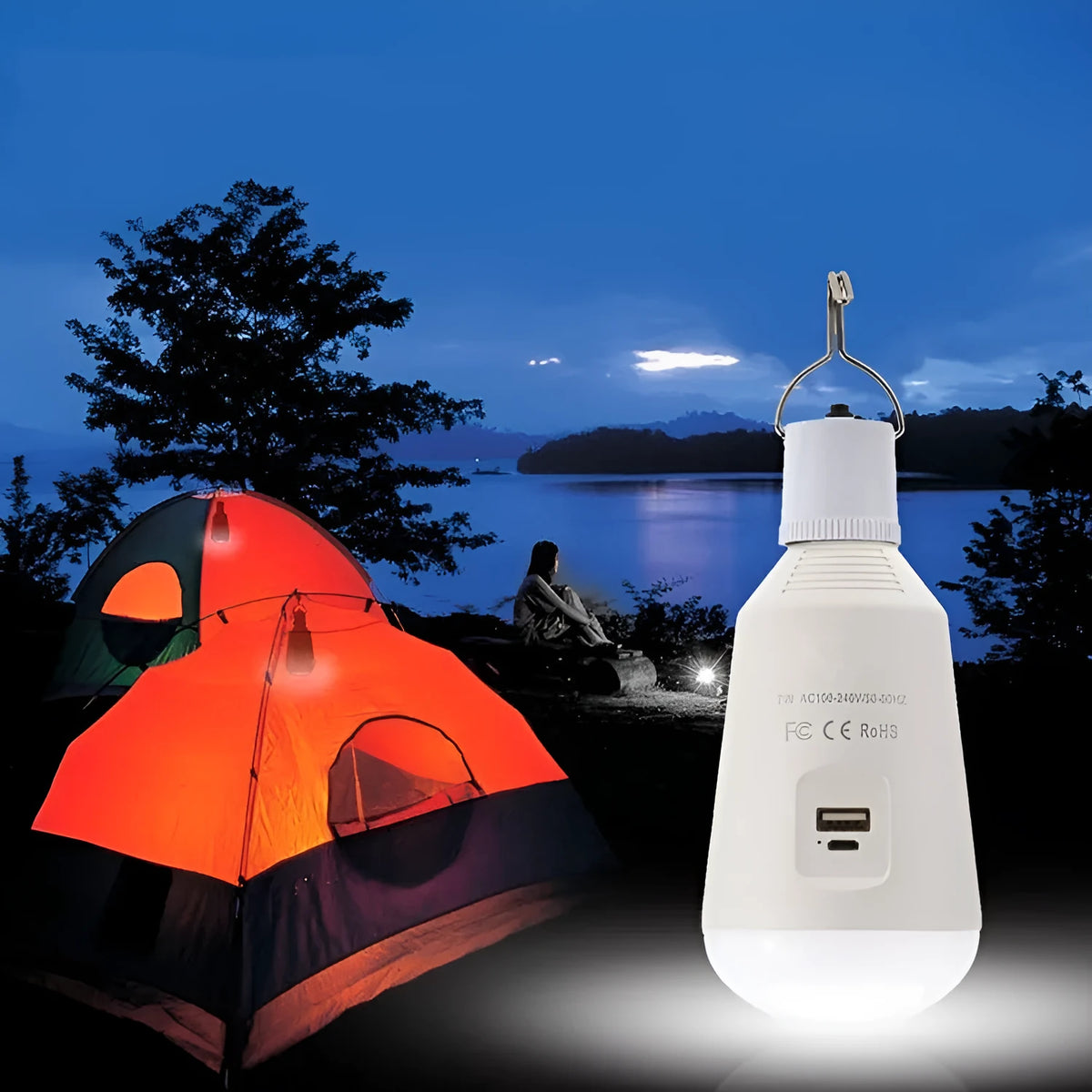 Mini portable LED hook lamp with built-in hook for camping and outdoor use