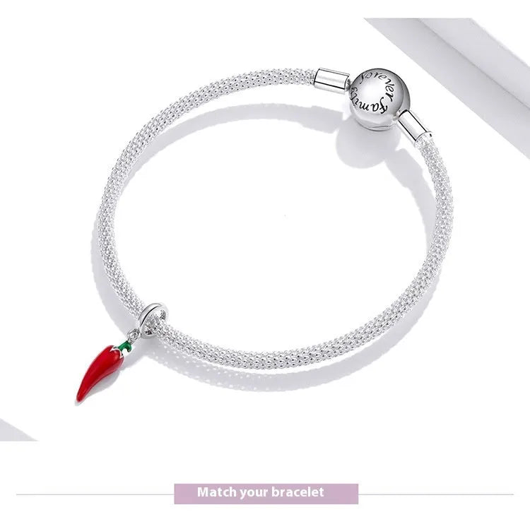 Korean style pepper leaf pendant in sterling silver with electroplated BSC461 finish