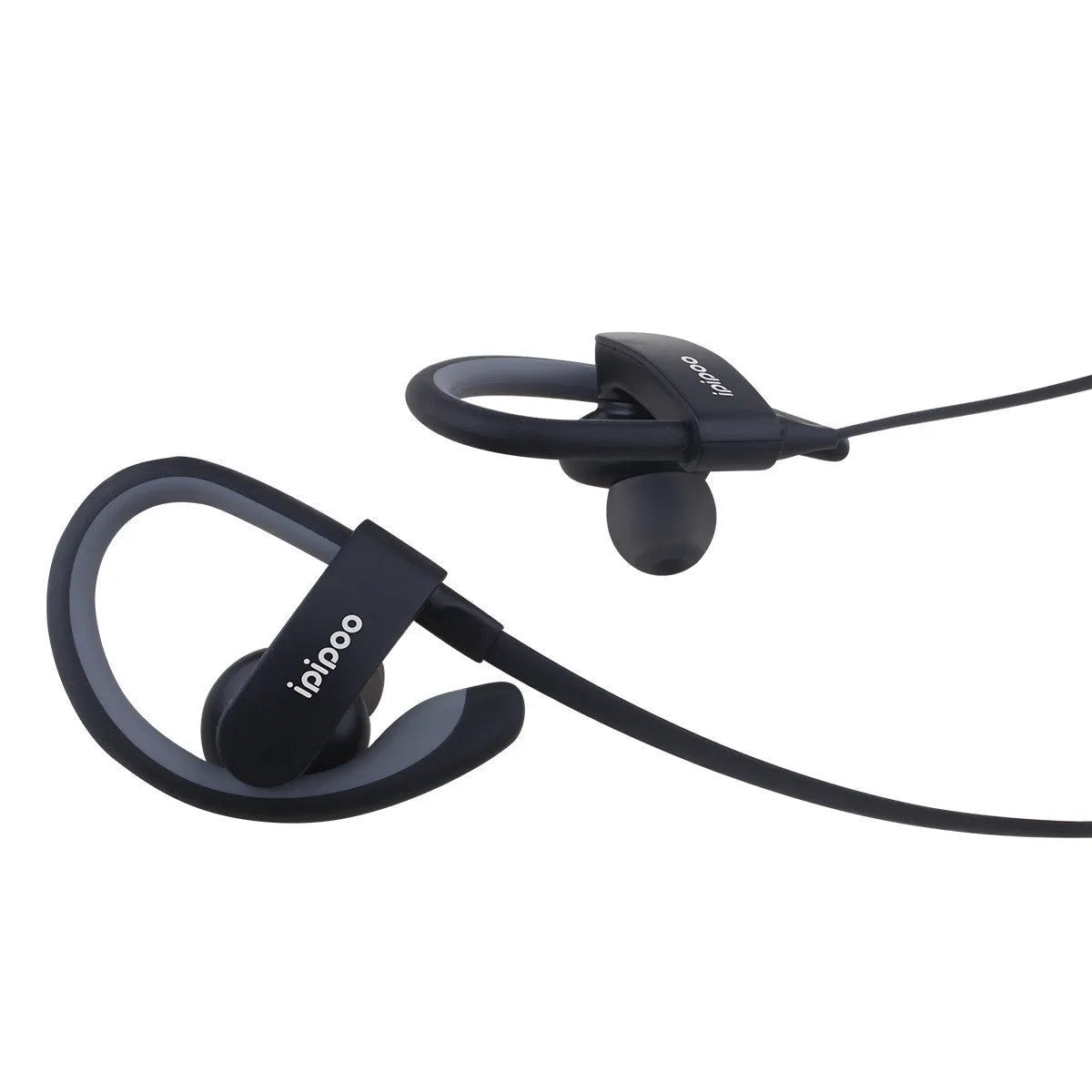 Blue wireless sports headphones with earplug design for running.