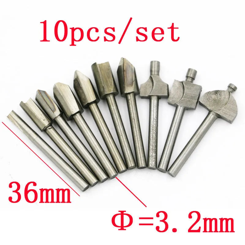 10pc high speed steel woodworking trimming knife set, 4.5cm x 32cm x 0.8cm carving machine blades