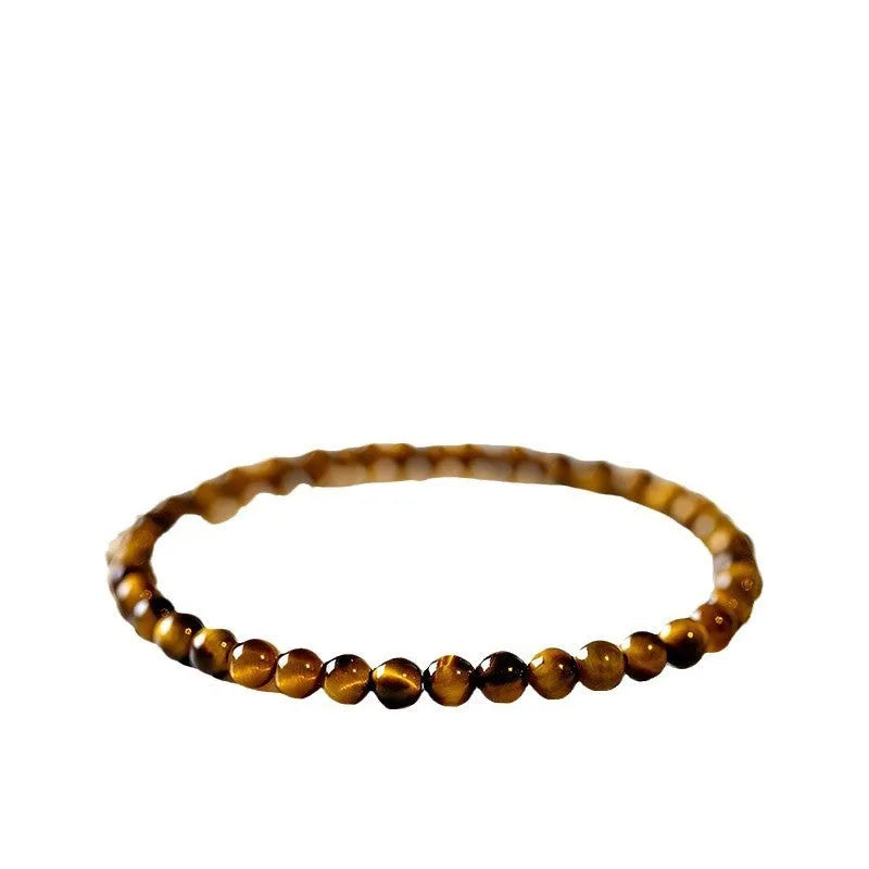 Handmade tigereye stone bracelet with geometric design and round elements in new Chinese style