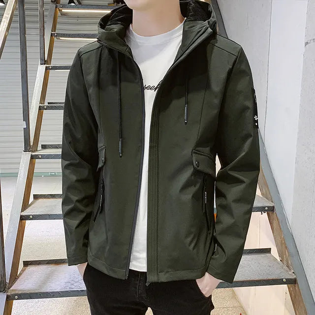 Men's chemical fibre blend jacket in black, green or grey, sizes L to 4XL