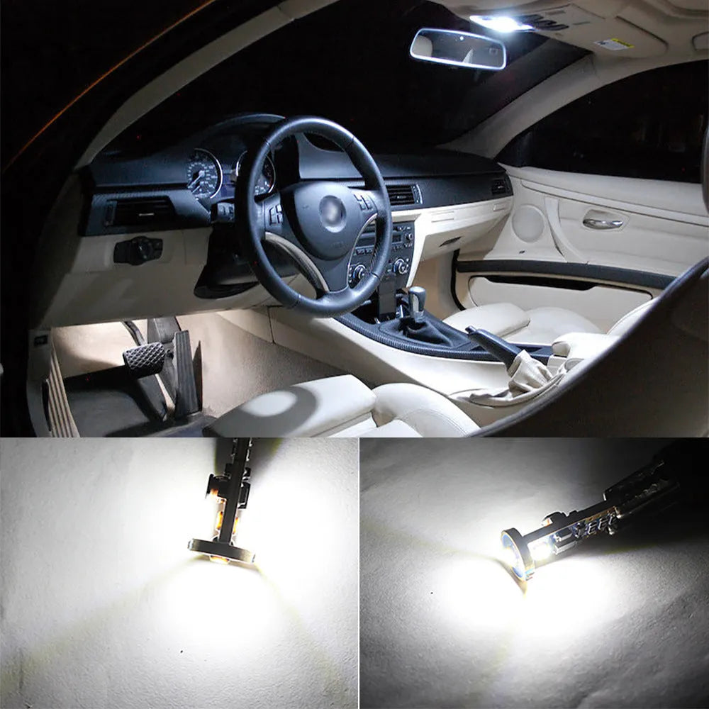 LED car light bulb with blackboard white housing and 6000K white illumination