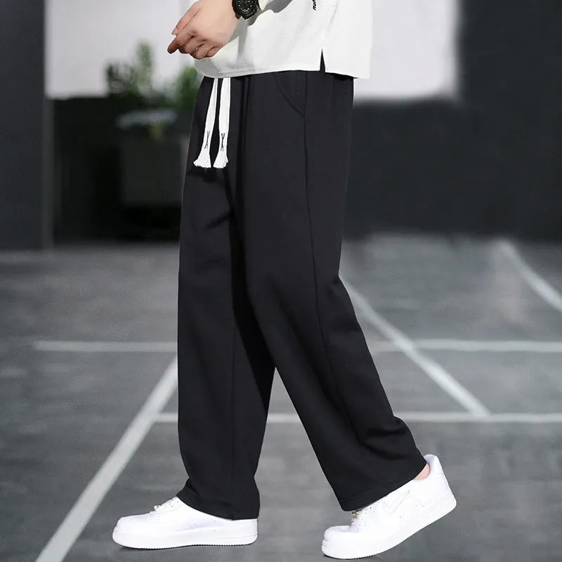 Men's grey bamboo fibre casual sports trousers with a high waist and multiple pockets