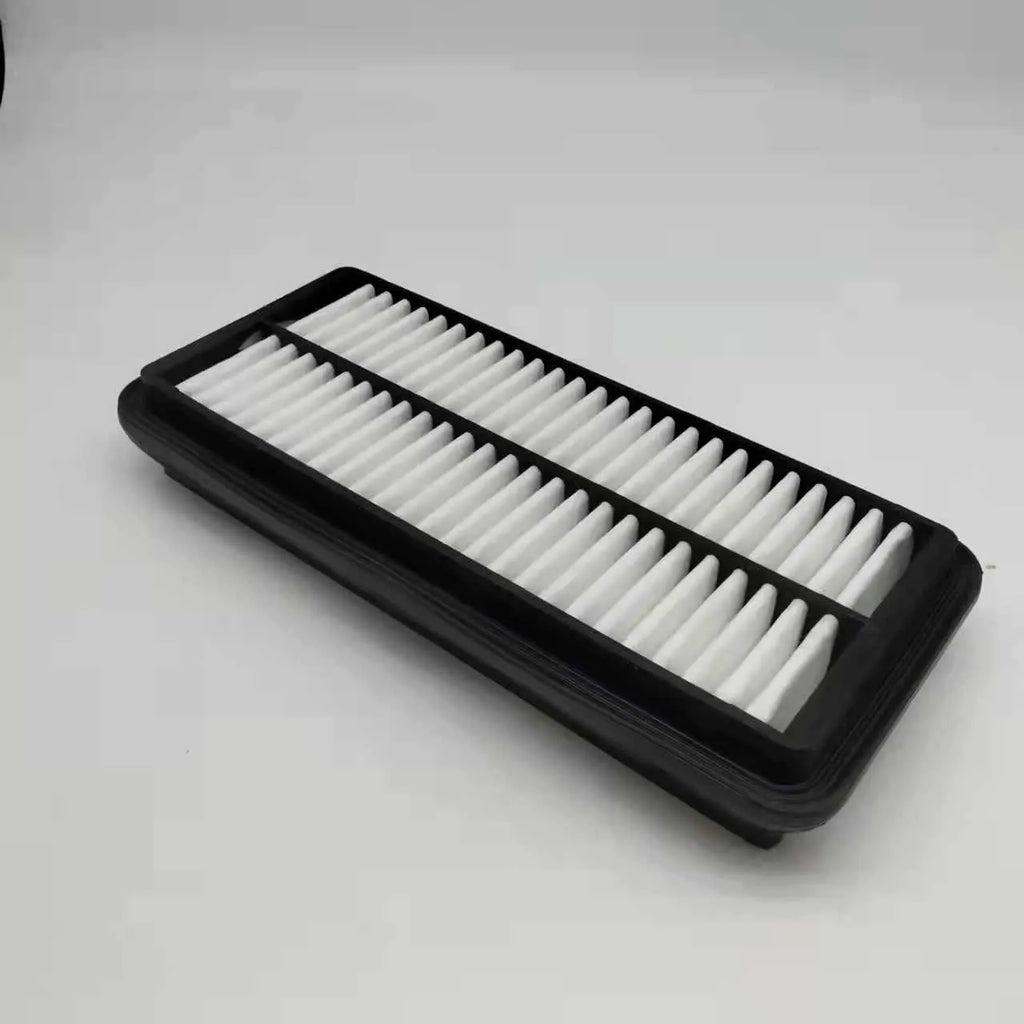 Black car air filter with dimensions 256mm by 113mm by 40mm for Modern vehicles