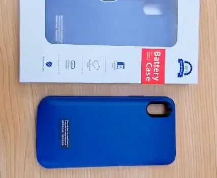 Shockproof silicone battery charger case for iPhone in black, blue, pink, or white with extra power capacity