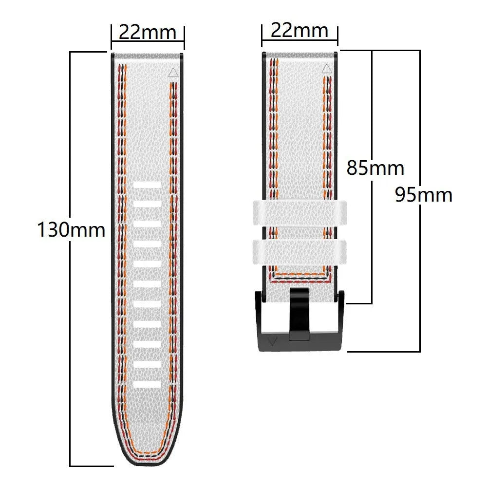 Silicone leather quick-release watchband for Garmin Fenix smartwatches in black colour