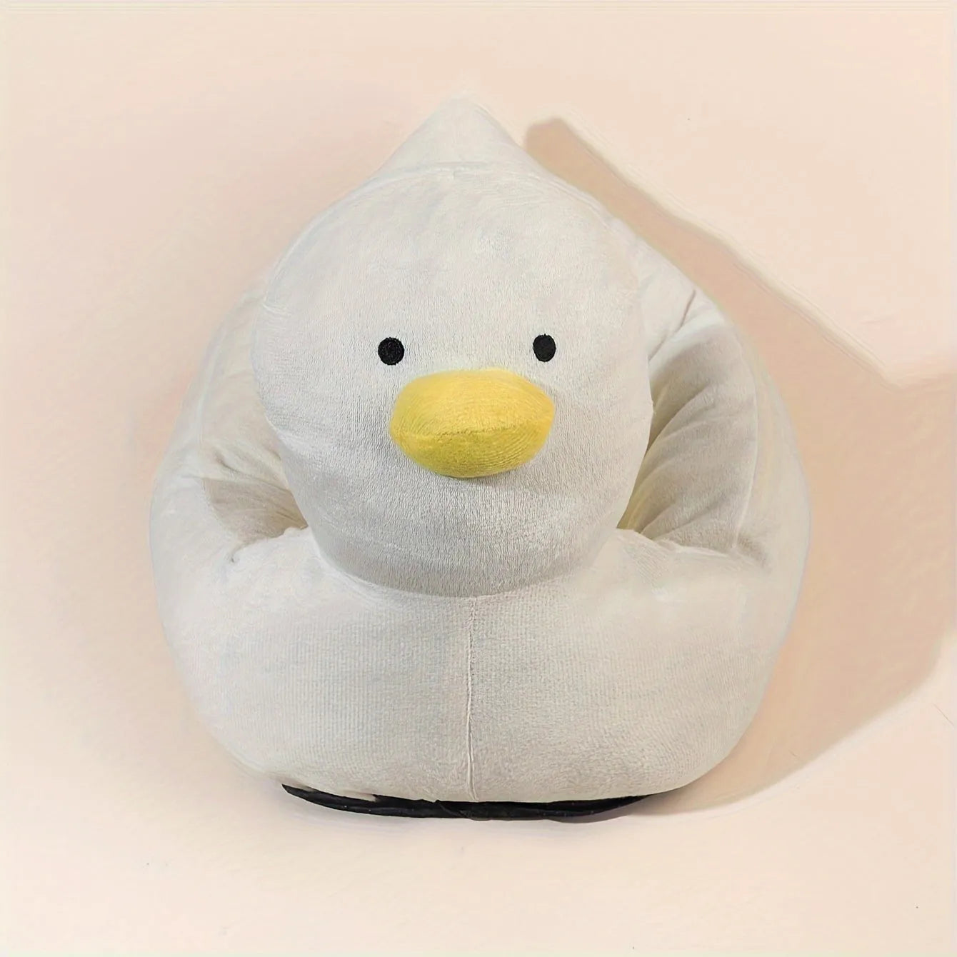 Duck-shaped pet bed sofa with fluffy polyester material in blue or white colour, showing raised sides and unique pattern design