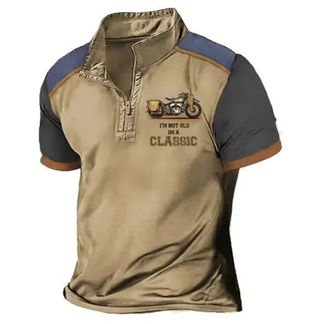 Golf 3D printed polo shirt in solid colour with loose fit pullover design