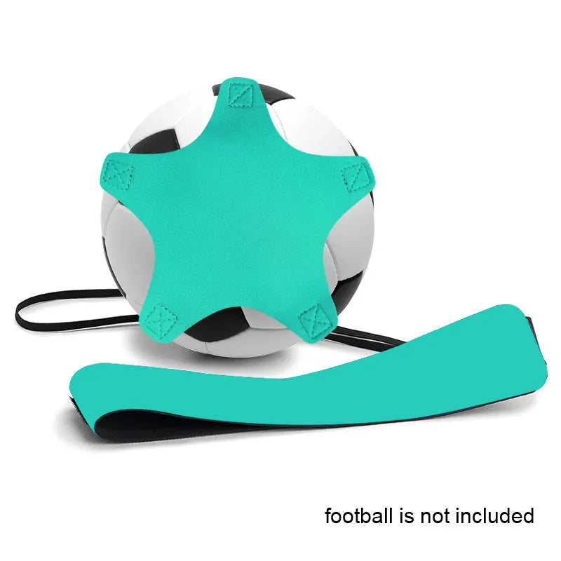 Football juggling training belt with neoprene construction and adjustable fastenings for ball control practice