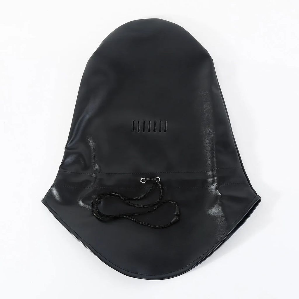 Black leather headgear mask with adjustable straps for training props