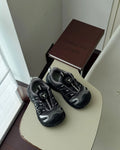Girls' casual shoes in black, beige, or pink with PU leather mesh uppers for breathable lightweight wear