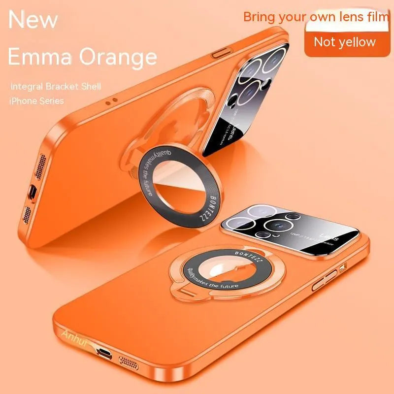 Transparent magnetic iPhone case with built-in kickstand shown in multiple colour options