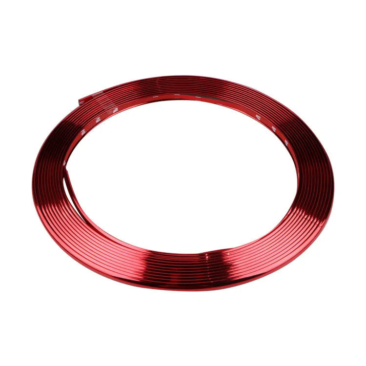 Electroplated purple PVC wheel hub trim on 8-metre roll for car alloy wheel edge protection
